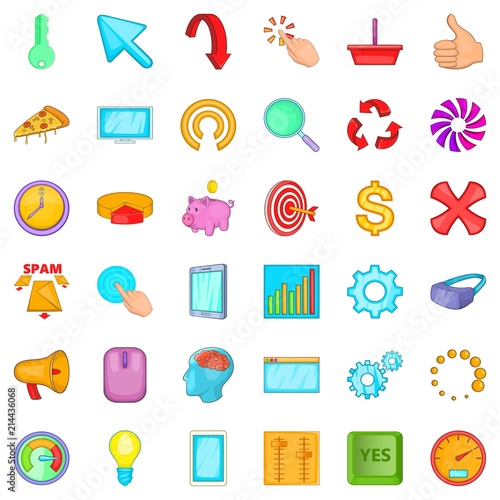Workplace icons set. Cartoon style of 36 workplace vector icons for web isolated on white background