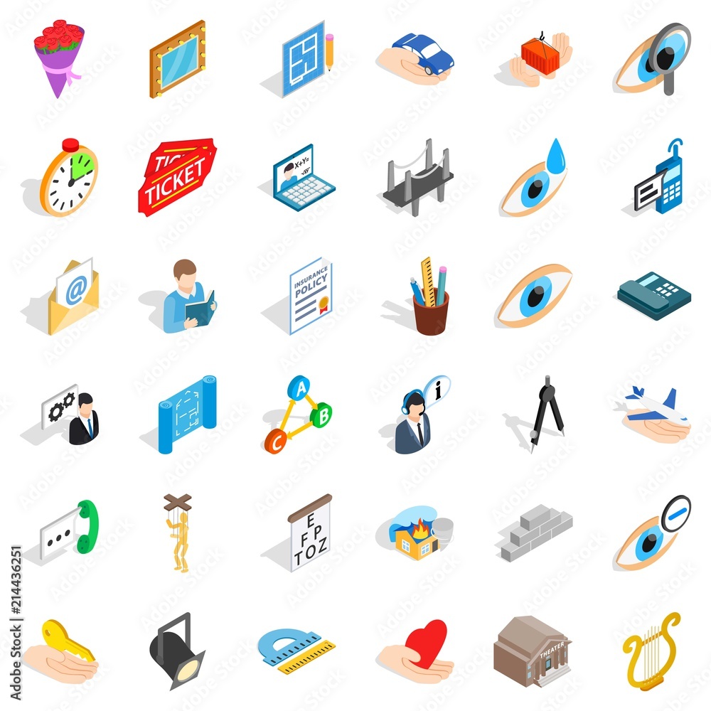Work calendar icons set. Isometric style of 36 work calendar vector icons for web isolated on white background Work calendar icons set. Isometric style of 36 work calendar vector icons for web isolated on white background