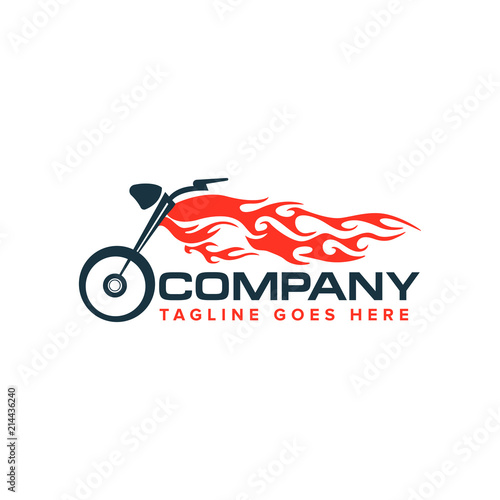 motorcycle with flame logo. Auto race motor bike logo