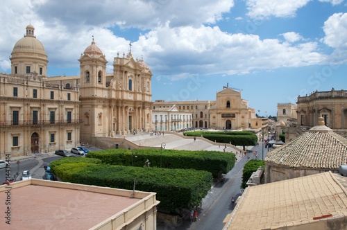 Rooftop view of the Cathedral of San Nicolo, Noto, Sicily, Italy