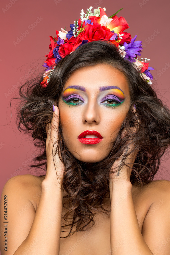 beautiful girl with flower accessories beautiful girl with flower accessories