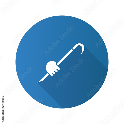 Hand holding crowbar flat linear long shadow icon