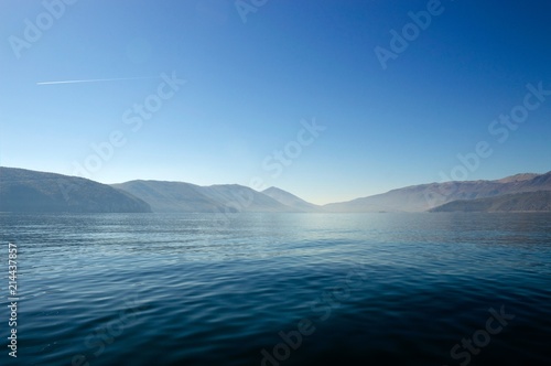 Photo of lake Prespa in Greece, on board a fishing boat