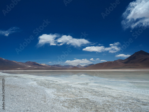 Altiplanic High Altitude Lake in Bolivia Desert  Uyuni