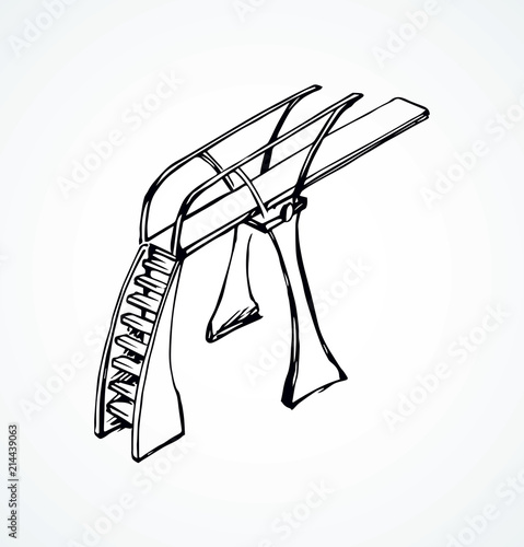 Tower for jumping into water. Vector drawing