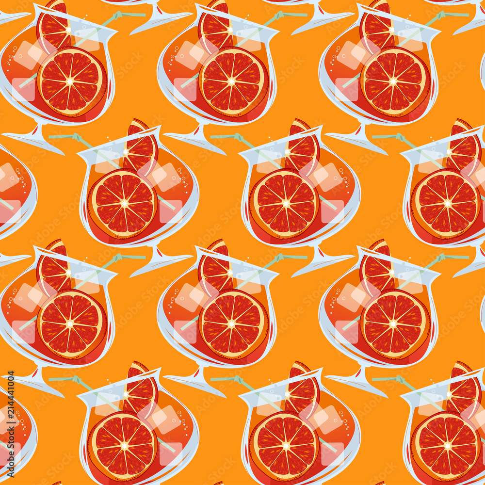 Aperol Spritz cocktail with a slice of orange. Traditional summer drink ...