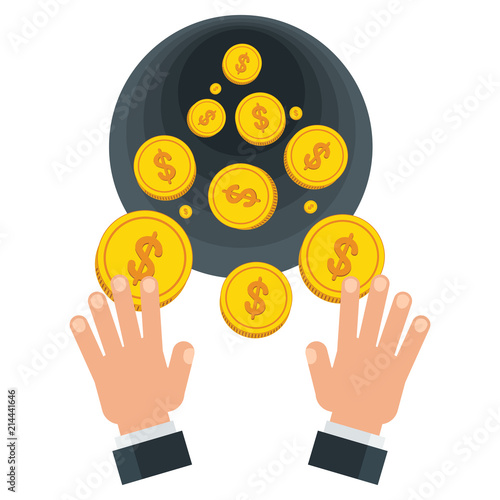 Waste of money concept. Dollar bills flying out of hands. Concept of a careless waste of money bankruptcy, waste. Flat vector cartoon money illustration. Objects isolated on a white background.