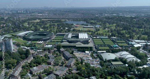 Aerial view of the All England lawn tennis club, Wimbledon, located 5 miles south-west of Central London. photo