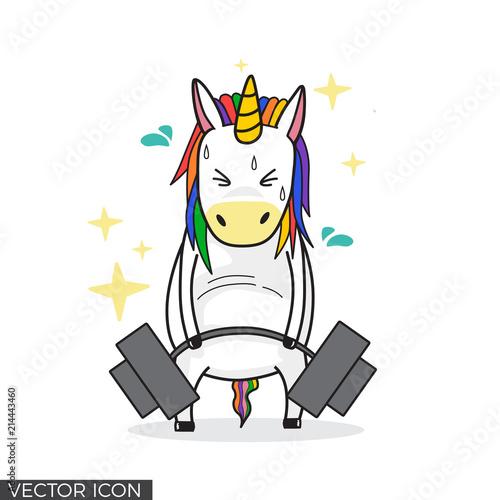 Funny Unicorn Drawing Lifting Barbell