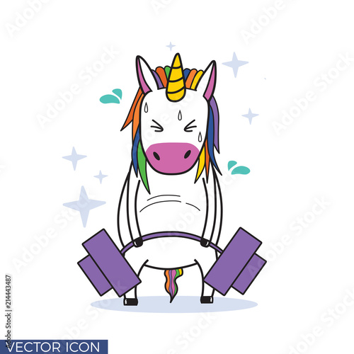 Funny Unicorn Drawing Lifting Barbell