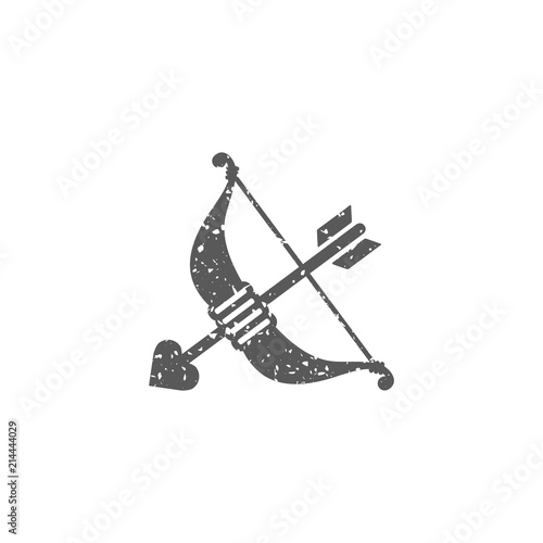 Arrow icon in grunge texture. Vintage style vector illustration.
