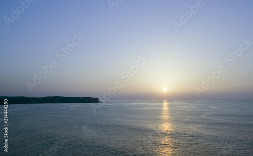 Sonnenuntergang am Felsvorsprung Punta del Dichoso, Suances an der GrŸnen KŸste, Costa Verde, Kantabrien, Nordspanien