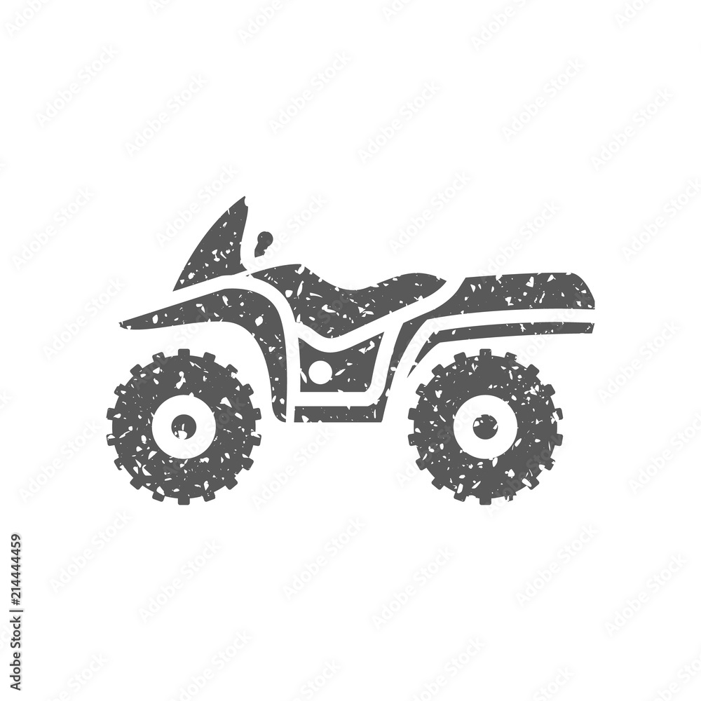 All terrain vehicle icon in grunge texture. Vintage style vector illustration.