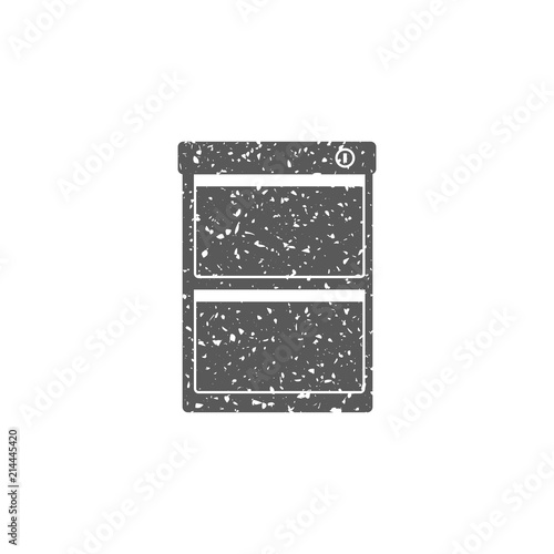 Office cabinet icon in grunge texture. Vintage style vector illustration.