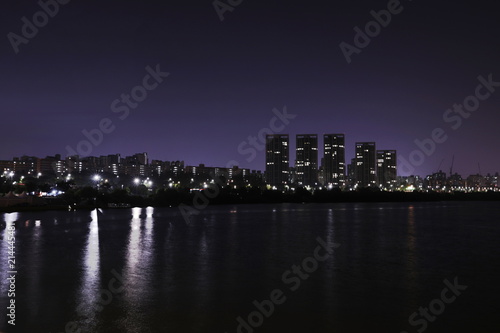 Banpo Bridge in Seoul, South Korea. Night view of a city with a river. © Leejeongjin