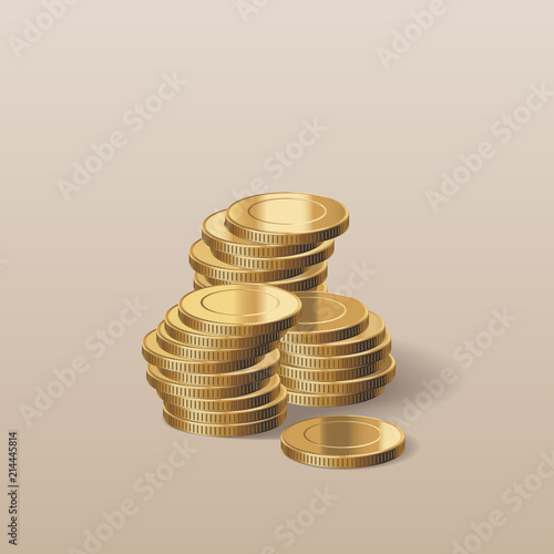 Stack of realistic coins vector illustration