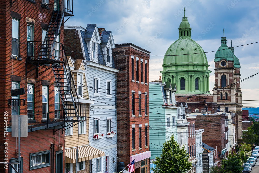 Immaculate Heart of Mary Church and Brereton Street on Polish Hill, in Pittsburgh, Pennsylvania