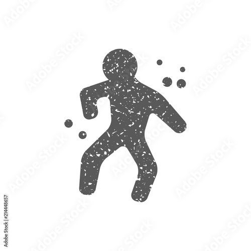 Crime victim icon in grunge texture. Vintage style vector illustration.