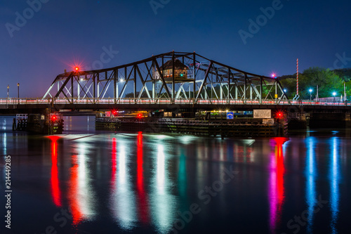 The Grand Avenue Bridge at night in New Haven, Connecticut