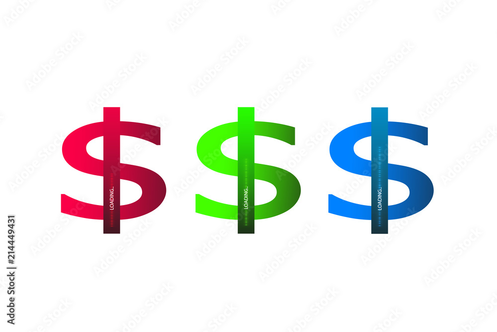 Business concept. Vector illustration. Dollar progress loading bar with lighting Business concept. Vector illustration. Dollar progress loading bar with lighting