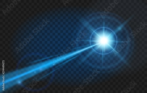 Blue laser beam. Glow party laser beams abstract effect isolated on transparent background photo
