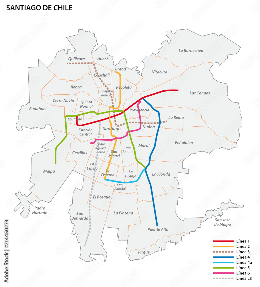 Metro de Santiago vector map