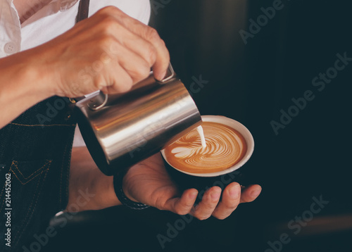 Wallpaper Mural close up barista hand making a cup of coffee. Torontodigital.ca