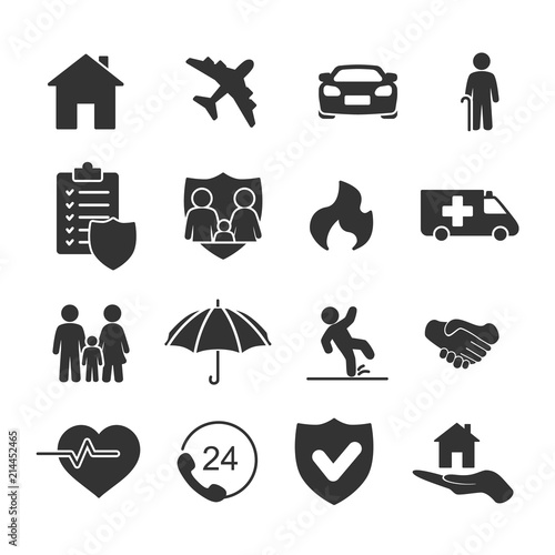 Vector image of set of insurance icons.