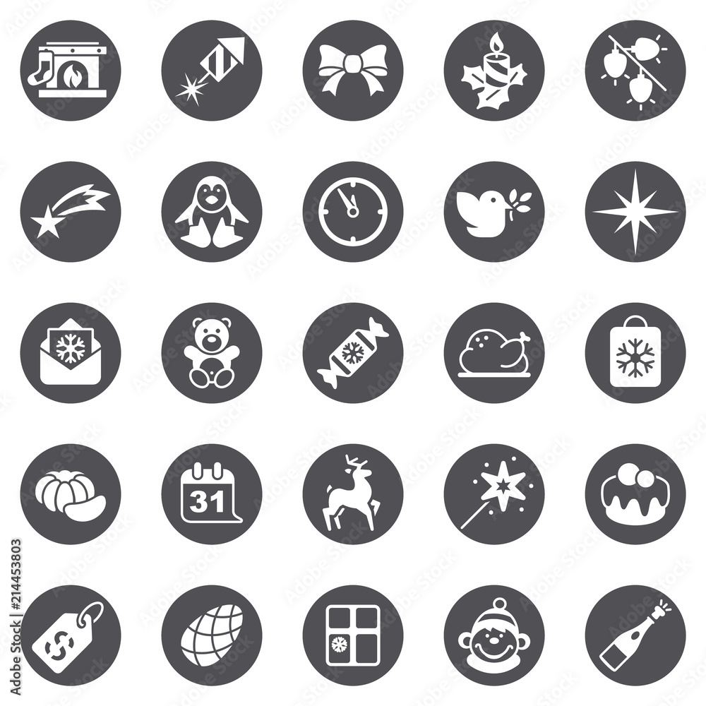 Christmas Happy New Year Icons Christmas Happy New Year Icons