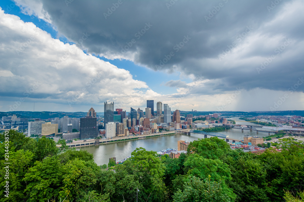 View of the Pittsburgh skyline and Monongahela River, from Mount Washington, Pittsburgh, Pennsylvania
