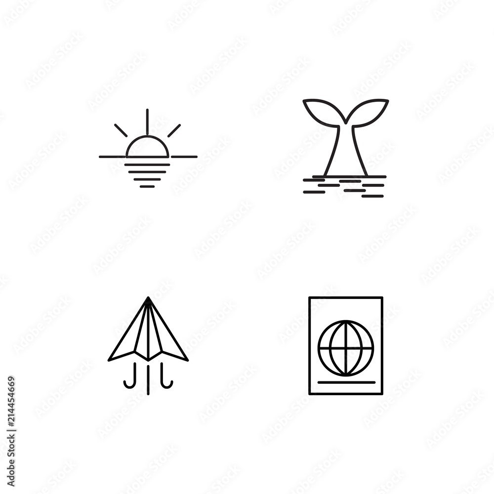 Summer linear icons set. Simple outline vector icons