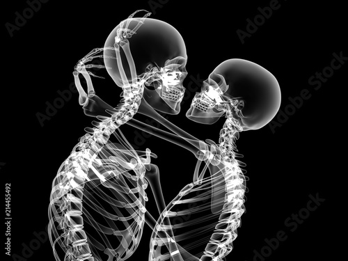 X RAY Skeleton Couple in love 3D Render