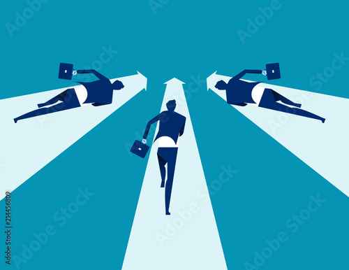 Business people running to goal together. Concept business vector, Teamwork, Direction, Arrow symbol.