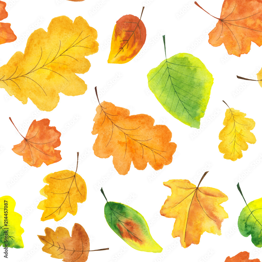 Watercolor autumn leaves pattern Watercolor autumn leaves pattern