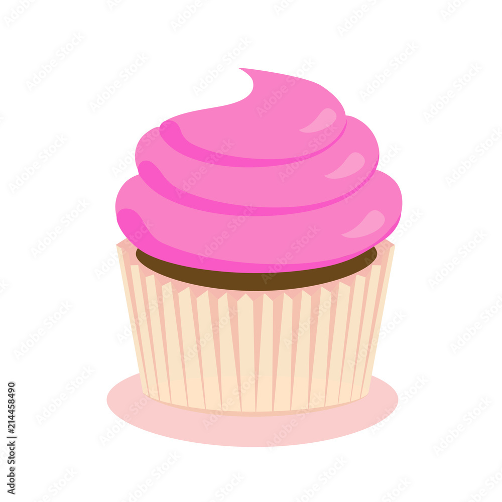 Chocolate cupcake with pink frosting, raster Chocolate cupcake with pink frosting, raster