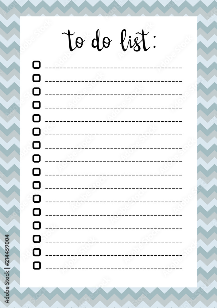 Hand writing To do list, check boxes with lines, gray chevton pattern frame, vector Hand writing To do list, check boxes with lines, gray chevton pattern frame, vector