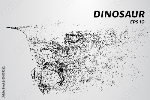 Dinosaur of particles. A predatory dinosaur on the hunt for the victim