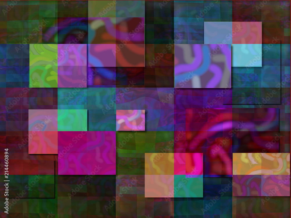 An abstract colorful design made up of squares. Make a great background for photo montage.
