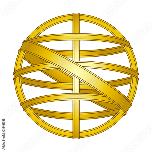 Symbol vintage navigation device armillary sphere. Isolated icon from the coat of arms of Portugal on white background. Flat sign vector illustration