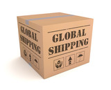 global shipping cardboard box concept  3d illustration