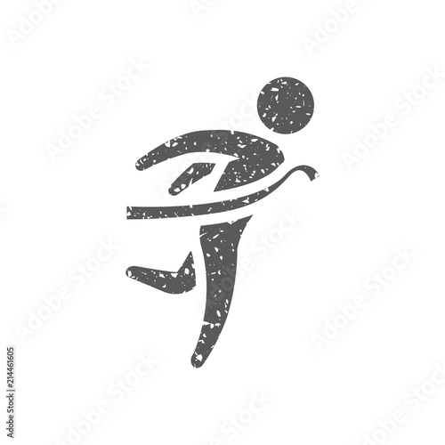 Finish line icon in grunge texture. Vintage style vector illustration.