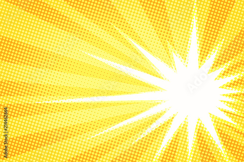 white sun yellow pop art background