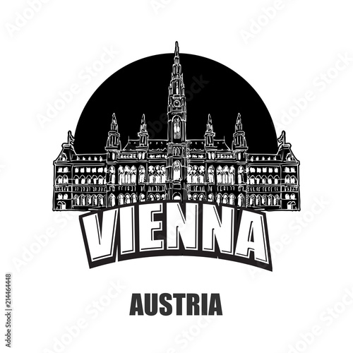Canvas Print Vienna, Austria, black and white logo