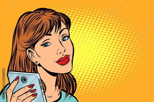 woman looking in smartphone