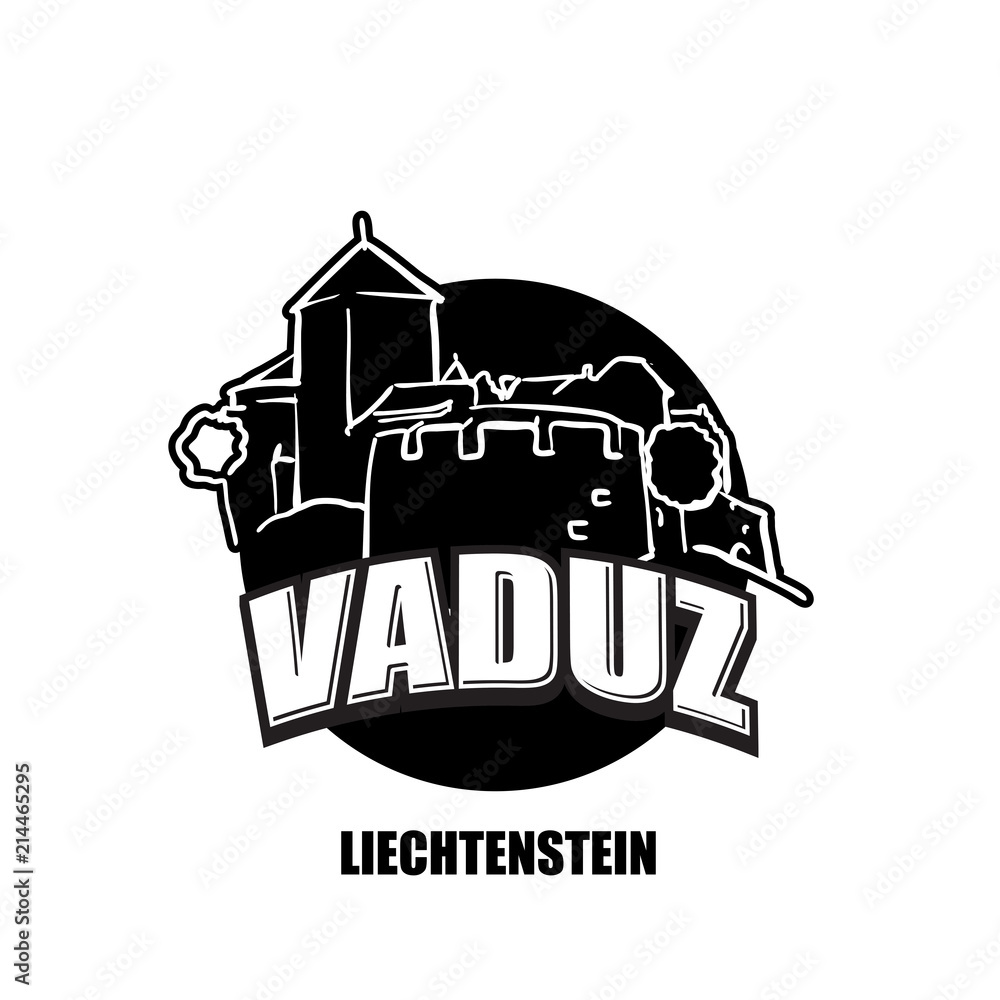 Obraz premium Vaduz, Liechtenstein, black and white logo