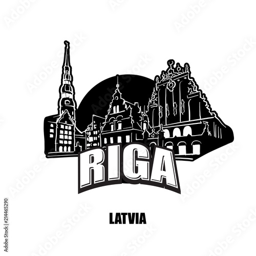 Riga, Lativa, black and white logo photo
