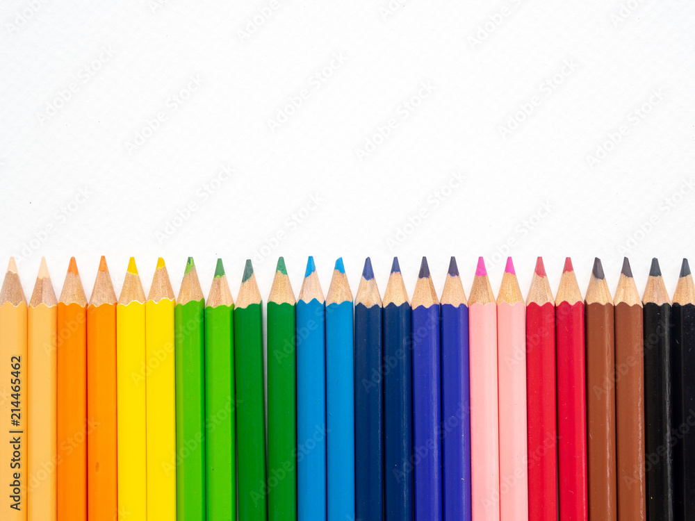 Closeup color pencils isolated on white background. The art concept. Closeup color pencils isolated on white background. The art concept.