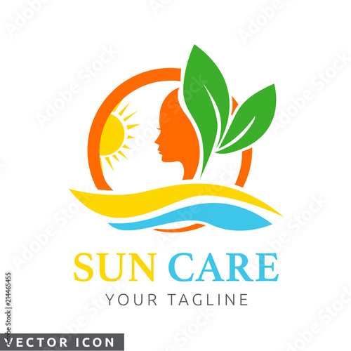 Sun , leaf & woman's face Logo/Icon