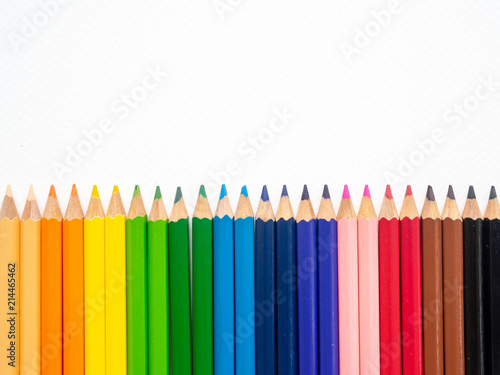 Closeup color pencils isolated on white background. The art concept.