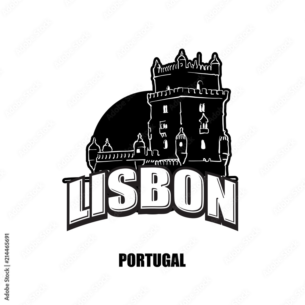 Lisbon, tower, black and white logo